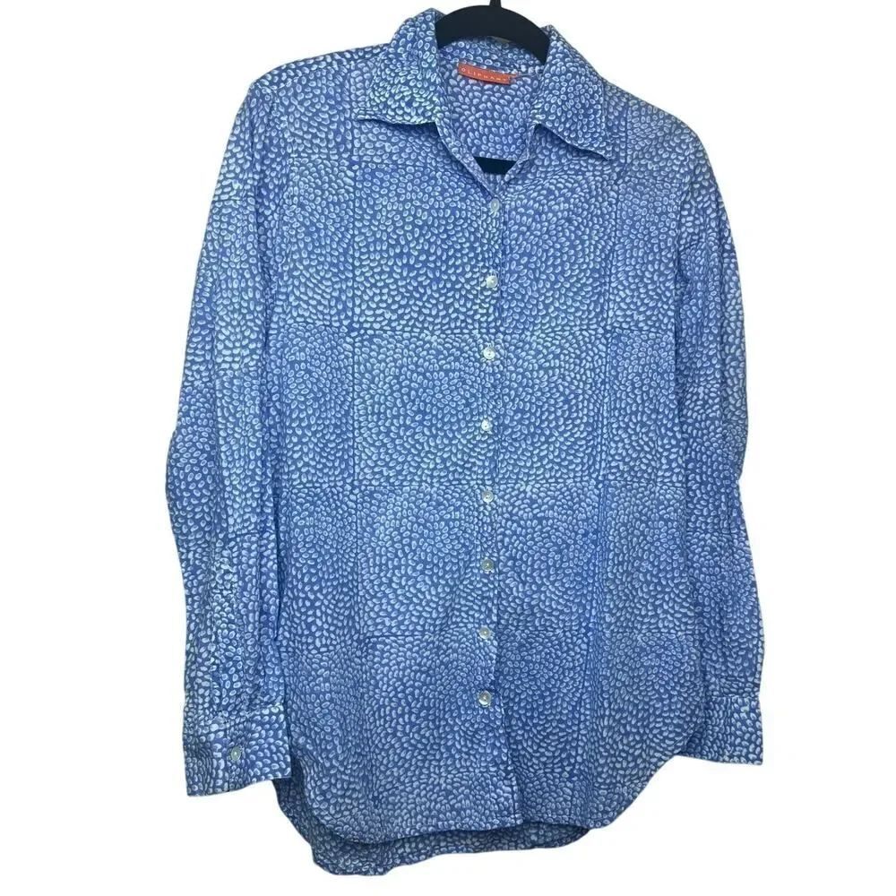Oliphant Blue White Button Down Shirt Women's Sz. L